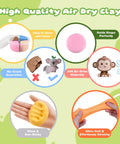 Air Dry Clay Kit For Kids With 12 Animal Figures Modeling Clay Set showcasing colorful clay and animal models.