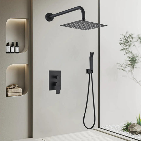 Killer Black Shower Faucet Set With 8 Inch Rainfall Head And Adjustable Handheld Sprayer For A Heavy Duty Bathroom Upgrade That Brings Serious Spa Vibes Straight To Your Doorstep
