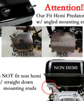 Comparison of hemi and non-hemi engine mounts with 4L Gas Tank With Fuel Gauge And Petcock For Predator 212 Hemi Engine.