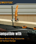 Beast Of A Heavy Duty Portable Folding Work Table With A 33 Point 5 Inch By 24 Inch Surface Handles Up To 1650 Lbs for woodworking projects, shown with clamps and accessories.
