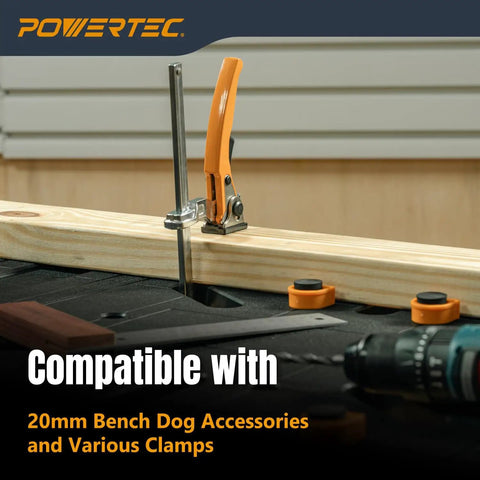 Beast Of A Heavy Duty Portable Folding Work Table With A 33 Point 5 Inch By 24 Inch Surface Handles Up To 1650 Lbs for woodworking projects, shown with clamps and accessories.