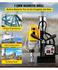 1100W Magnetic Drill Press for Engineering Steel Structure, used for hull construction and building work.