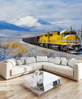 Steam Locomotive Wall Mural With Self Adhesive Backing, Large Train Wallpaper 78.7 by 55.2 Inches, mountain scene