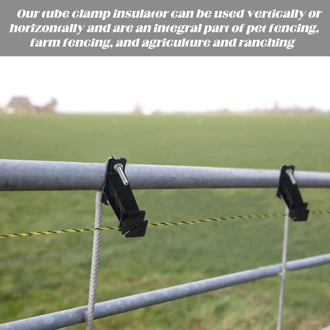 48 Pack Tube Post Insulators For Electric Fence Wire, T Post Insulators For Chain Link, Square Or Round Tubing, Black, Installed
