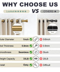 Comparison of Heavy Duty Warm Gold Curtain Rods 1 Inch Diameter Brass Look With Solid Metal Finials vs other rods