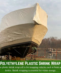 Rock Solid 7 Mil Polyethylene Shrink Wrap Roll For Boat Winter Storage UV Resistant Plastic Sheeting on wrapped boat.