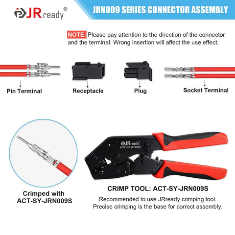 Micro-Fit 3.0 2 Pin Connector Kit Dual Row 2 Circuits Receptacle Housing Plug 3.0mm Pitch For 20-24 AWG Wires Molex Compatible ST6514 20 Sets with crimp tool
