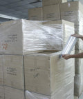 Heavy Duty 12 Inch Stretch Film With Insane Clarity Smooth Glide Self Adhering Shrink Wrap for Moving and Pallets used on stacked boxes