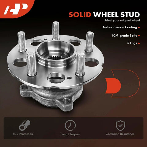 2-Pack Rear Wheel Bearing Hub Assembly 5-Lug 4-Hole Flange For Honda CR-V 2007-2011 4WD And Acura RDX 2007-2012, 2016-2018 AWD Beefy High-Load Capacity Bearings Sealed And Durable Replacement, front view