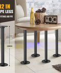 4 Pack Industrial Pipe Table Leg Set For DIY Rustic Farmhouse Tables And Furniture, 12 Inch Metal Pipes With Flanges