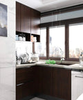 Kitchen with Walnut Wood Grain Vinyl Wallpaper Peel And Stick Dark Brown Thick Texture Adhesive Contact Paper on cabinets