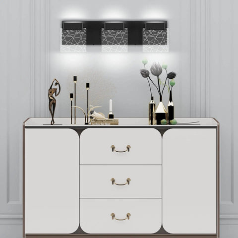 Dope Matte Black Vanity Light With Modern Led Three Light Wall Fixture For Bathroom Energy Efficient Daylight 6000K above cabinet