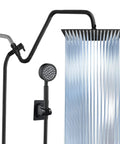 All Metal Shower Head With Handheld In Matte Black Extension Arm Boss Level Rainfall System With 6 Inch Rain Head 60 Inch Hose