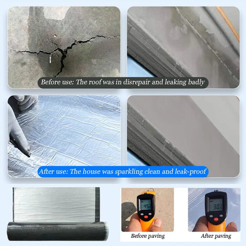 Hella Tough Self Adhesive Roofing Felt Roll With Butyl Asphalt Waterproof Tape and Heavy Duty Aluminum Foil Backing laid over roof cracks for repair.
