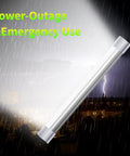 Rechargeable Magnetic LED Tube Light With 4000 Lumens, 5200mAh Battery lighting up during power outage.