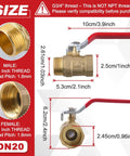 Diagram of Beefy Heavy Duty Brass Ball Valve G Three Quarter Inch Male To Female Thread Pipe Fitting with dimensions and lever handle