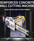 Heavy Duty Dust Free Concrete Wall Saw Machine Built To Knock Out Rough Jobs Without Breaking A Sweat For 48Cm Deep Wall Chasing On Stone Granite Tile And Wood Power Tool, showing a wall cutting machine.