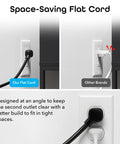 Comparison of space-saving flat cord design for No Fuss Smart Power Strip With Individual Outlet Control, Rock Solid Surge Protection.