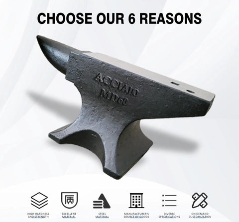 132 Lb Single Horn Cast Steel Blacksmith Anvil With Polished Work Surface, shown from side view with round horn.