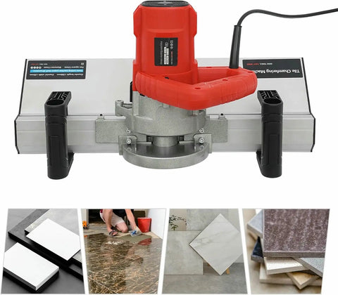 Pro Grade Electric Tile Chamfer Cutter With Rock Solid Base and Knucklehead Friendly Setup delivers precision beveling on ceramic tiles.