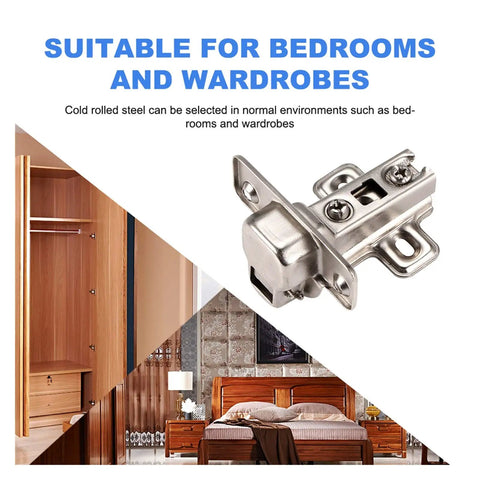 10 Pack Stainless Steel Cabinet Door Hinges With Ultra Quiet Soft Close, shown by closet and bedroom for durability
