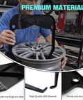 No Sweat Rim Width Caliper Tool For Cars Quick Fitment Gauge being used to measure a wheel with clear scale markings.