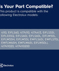 Compatibility list for Door Boot Seal Bellows Kit For Front Load Washing Machines with Electrolux model numbers.