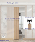 Commercial Grade Pocket Door Hardware And Track Set For 6 Foot Sliding Doors 68.7 Inch Aluminum Track System installed view