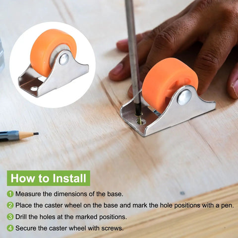 10 Pack Mini Caster Wheels Featuring Smooth Rollin Ball Bearings Hella Legit Nylon Wheels on heavy-duty metal plate installation.