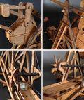 Mini Counterweight Trebuchet Model Kit for Adults, 3D Wooden Puzzle Siege Engine, DIY STEM Project, Tabletop Toy, Alder Veneer Plywood Build, Ages 14 Plus, Totally Fun Historical Replica, side view