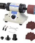 Leather Edge Polisher Kit With 350W Burnishing Machine, 0-10000 RPM Adjustable Sander, Rosewood Grinding Head, Sanding Sleeves
