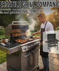 Man grilling with versatile silicone grill mat for side shelves and counters fits Blackstone Weber Traeger Pit Boss flat top grills and smokers