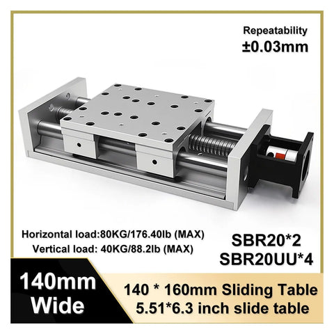 Rock Solid Ball Screw Slide Table With 80kg Load Capacity And Hella Precise 0.03mm Accuracy Featuring 24V DC Motor Aluminum Housing