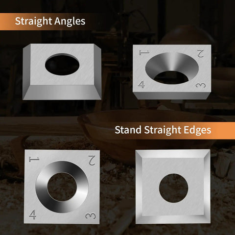 Knockout 14 X 14 X 2 Mm Square Carbide Inserts For Woodturning and Helical Planers, showcasing straight angles and straight edges.