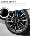 4 Piece Wheel Hub Center Cap Decals Sporting A Slick Usa Flag Graphic And Glossy Black Vinyl For Your Ride No Fuss Peel Stick Install on alloy wheel.