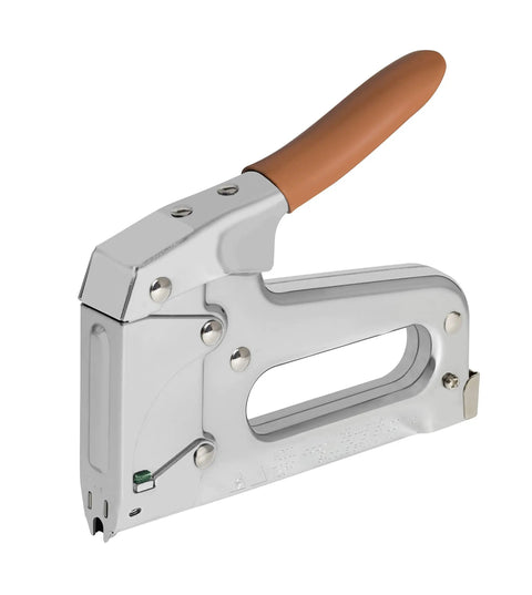 Heavy Duty Staple Gun For Low Voltage Cables And Wires Up To 1/4-Inch Diameter Pro Grade shown with chrome finish