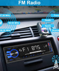 Dashboard view of Bluetooth Car Stereo Single DIN With Hands Free Calling Push To Talk Button FM MP3 SD AUX Dual USB Ports