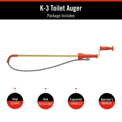 Heavy Duty Toilet Auger With Bulb Head Snake And Pro Clog Remover For Modern Low Flow Toilets Smooth Operator Drain Tool.