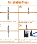 Wall Anchor Assortment Kit 52/104 Pieces Zinc-Plated Steel Hollow Fasteners, Heavy-Duty Galvanized Carbon Steel Construction, Expanding Anchor Sleeve Design, Ideal For Securing Shelves, Cabinets, And Fixtures To Drywall, Concrete, And Masonry; install steps diagram