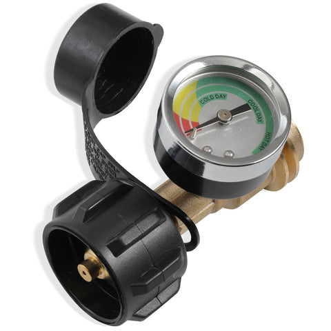 Front view of Propane Tank Gauge 2 Pack With Leak Detector Universal LP Gas Level Indicator for 5 to 40 lb Tanks QCC1 Type 1 Connection