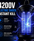 Outdoor Indoor Bug Zapper 18W 4200V Electric Mosquito Killer with UV light in dark setting