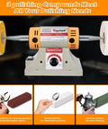 All In One Jewelry Polishing Kit for Bench Grinder with six cloth wheels, two fiber wheels, safety glass, and three polish compounds