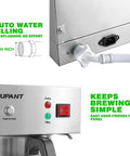 Control panel and auto-fill feature of No-Fuss Auto-Filling Commercial Airpot Coffee Brewer 2.2L 74oz, Stainless Steel Thermal Carafe.