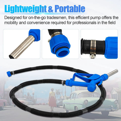 Lightweight and portable nozzle with flexible hose for Built Tough 55 Gallon Electric Drum Pump moves diesel and DEF fluid.