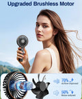 Woman using Must-Have On The Go Personal Portable Fan With 5000mAh Battery, 6 Speeds, Ultra Quiet Sweeping Breeze Under 15dB, LED Display