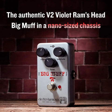 Ram's Head Big Muff Pi Fuzz Pedal With True Bypass And Battery Included, Vintage Look And Graphics, Classic Articulate Tone