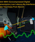 Upgrade 2.4GHz Wireless Guitar System Cordless With Built In Rechargeable Battery showing transmission to amplifier