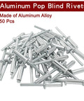 Heavy Duty Aluminum Blind Rivets Top Shelf Dome Head Silver Metal Fasteners Rock Solid Quick Setup Hardware For Sheet Metal And Auto Body Repairs Pro Grade Quarter Inch Grip 50 Piece Box, aluminum pop blind rivets.