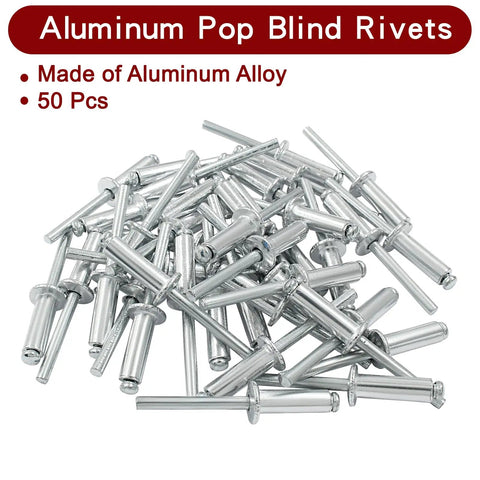 Heavy Duty Aluminum Blind Rivets Top Shelf Dome Head Silver Metal Fasteners Rock Solid Quick Setup Hardware For Sheet Metal And Auto Body Repairs Pro Grade Quarter Inch Grip 50 Piece Box, aluminum pop blind rivets.