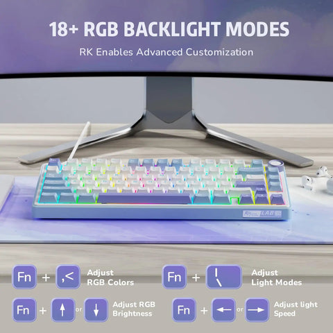 Custom 75 Percent Wired Mechanical Keyboard Featuring Gasket Mount Design Hot Swap Switches And PreLubed Linear Keys with RGB backlight options.